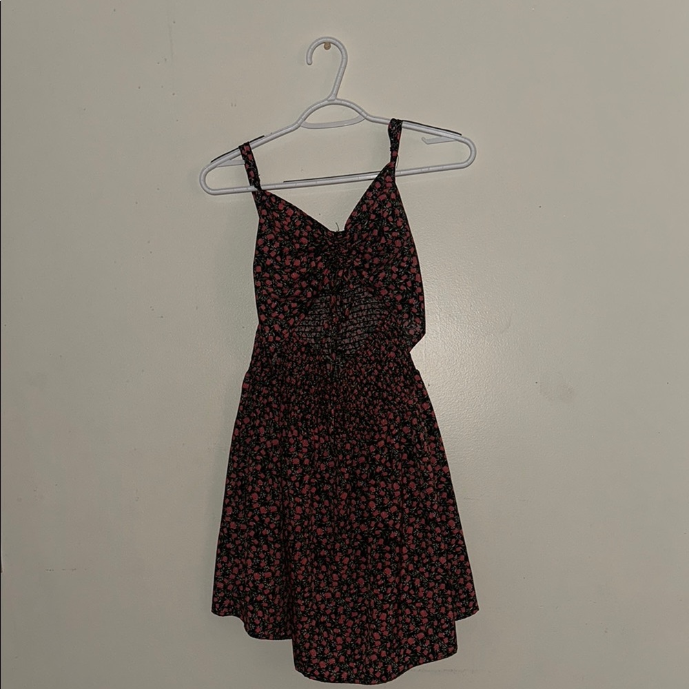 Floral Black and Red Women's Dress